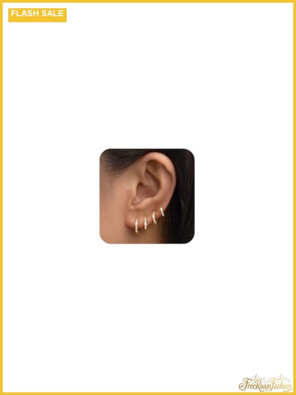14K Gold Plated Cubic Zirconia Hoop Earrings Set for Women Lightweight